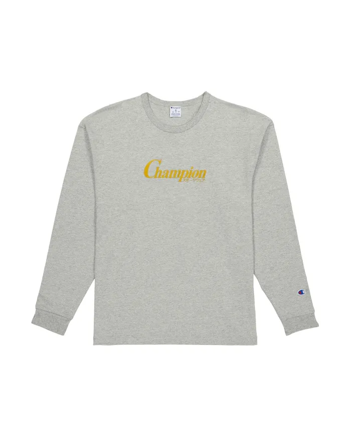 LongSleeve TShirt SpecialEdition Embroidered Kanji Oxford Grey Men Champion TShirts and Tops LongSleeve TShirt SpecialEdition Embroidered Kanji Oxford Grey Men Champion TShirts and Tops