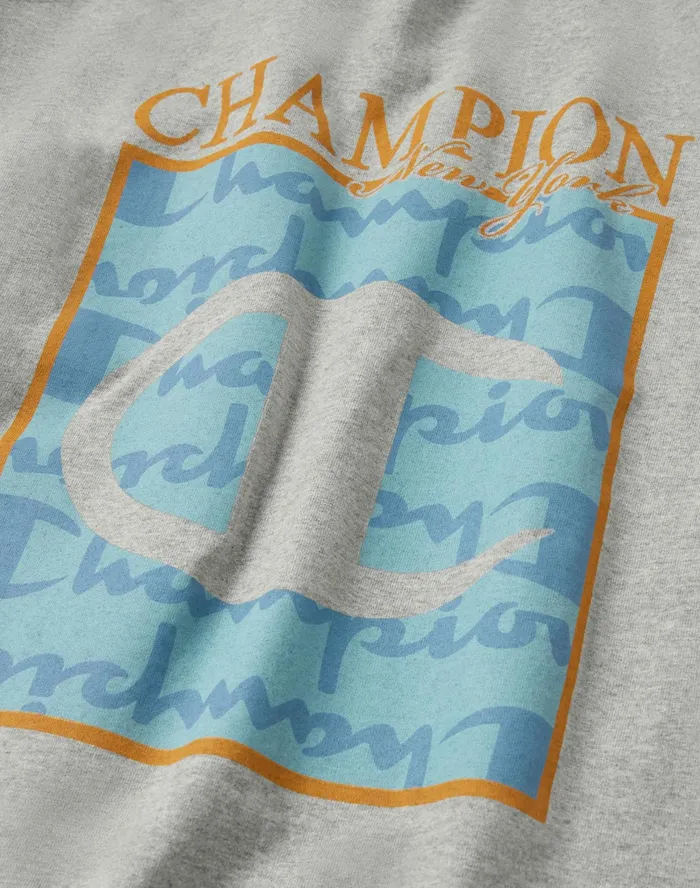 LongSleeve TShirt SpecialEdition Embroidered Kanji Oxford Grey Men Champion TShirts and Tops
