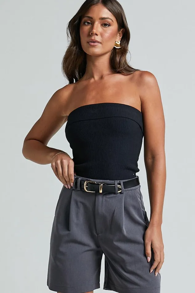 Lorcan Shorts 8211 Long Line Tailored Shorts In Charcoal Women Showpo Shorts