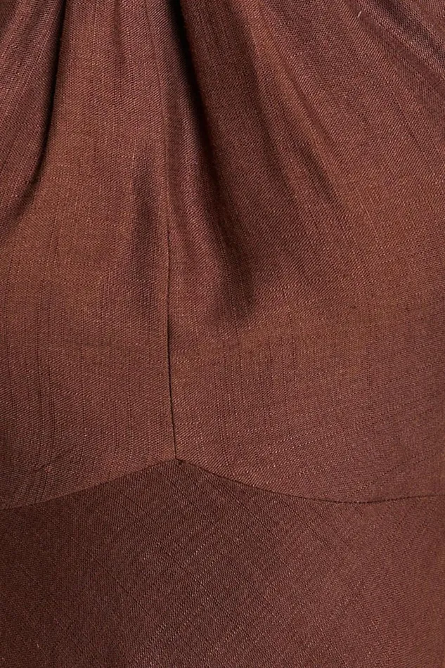 Louie Mini Dress 8211 Linen Look Halter Neck Dress In Chocolate Women Showpo Curve Clothes