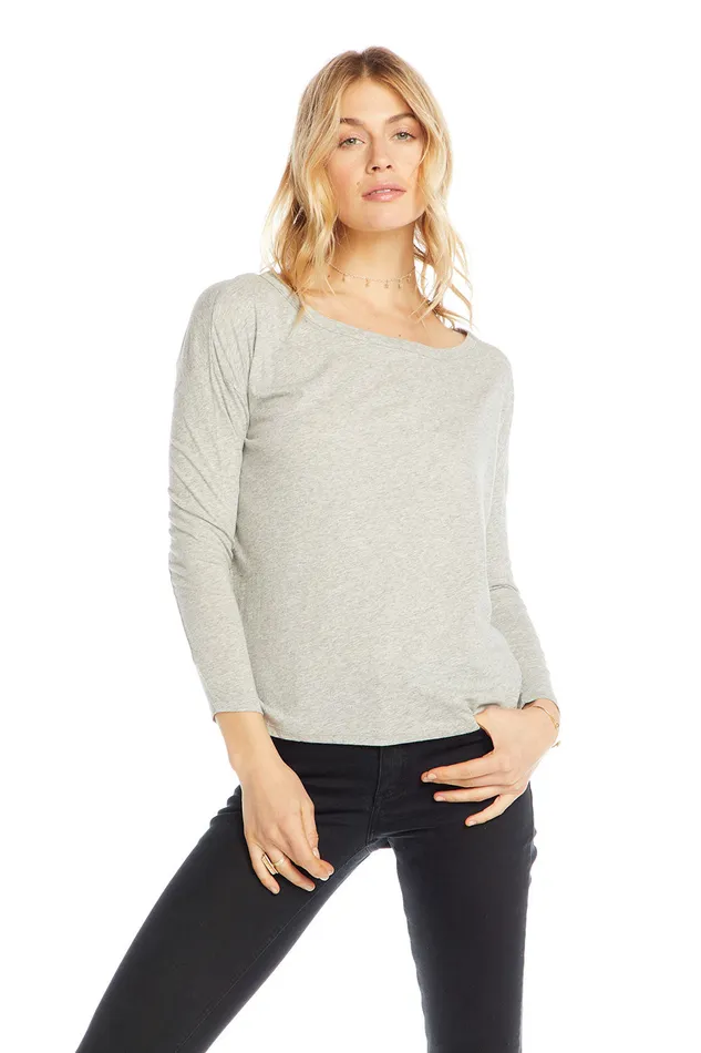 Loungewear Chaser Brand Womens Cotton Basics Long Sleeve Crew Neck Seamed Back Dolman Tee