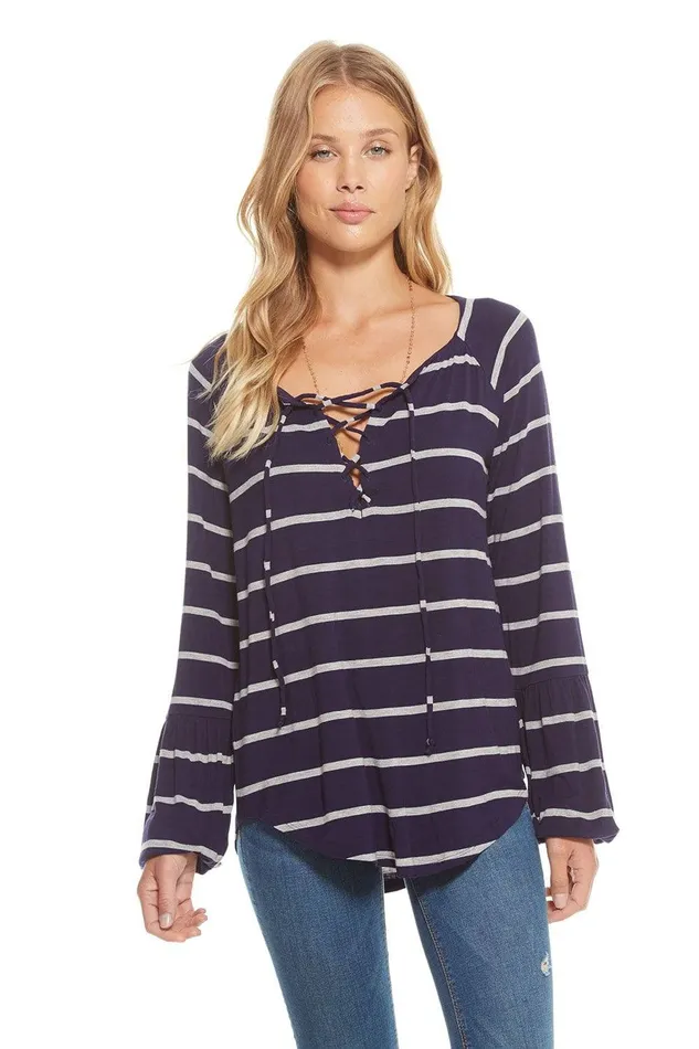 Loungewear COOL JERSEY LACE UP BISHOP SLEEVE RAGLAN TEE 8211 Chaser Brand Womens