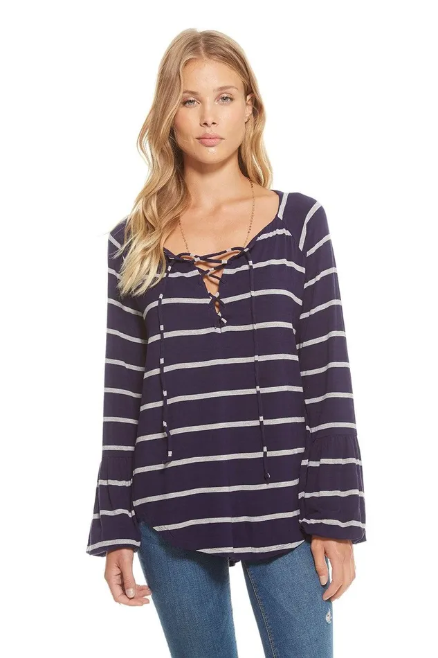 Loungewear COOL JERSEY LACE UP BISHOP SLEEVE RAGLAN TEE 8211 Chaser Brand Womens