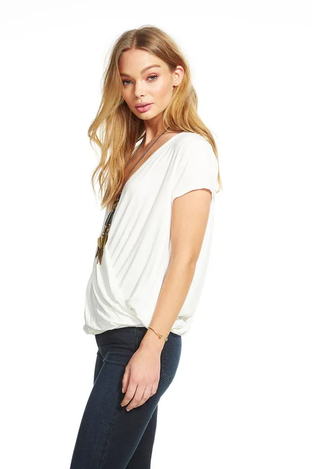 Loungewear COOL JERSEY SS DOUBLE SURPLICE TEE Chaser Brand Womens