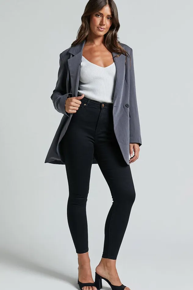 Lucilla Jeans 8211 High Waisted Contour Fitted Denim Jeans In Black Wash Women Showpo Jeans