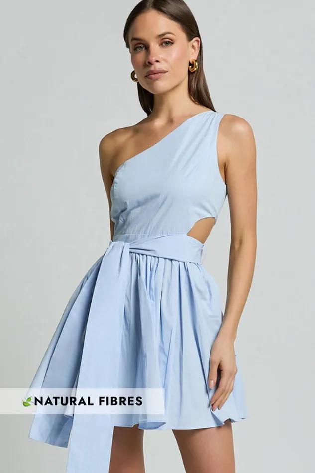 Mauee Mini Dress 8211 One Shoulder Tie Waist Cut Out Dress In Powder Blue Women Showpo Conscious Mauee Mini Dress 8211 One Shoulder Tie Waist Cut Out Dress In Powder Blue Women Showpo Conscious