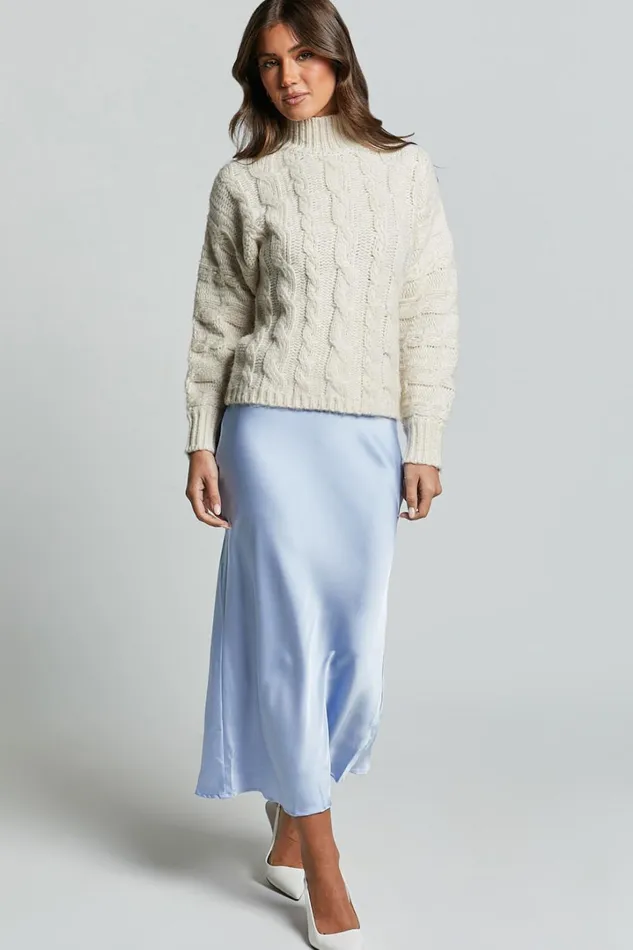 Melalyn Jumper 8211 Drop Shoulder Cable Knit Jumper In Stone Women Showpo Sweaters and Cardigans