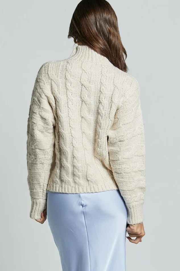 Melalyn Jumper 8211 Drop Shoulder Cable Knit Jumper In Stone Women Showpo Sweaters and Cardigans