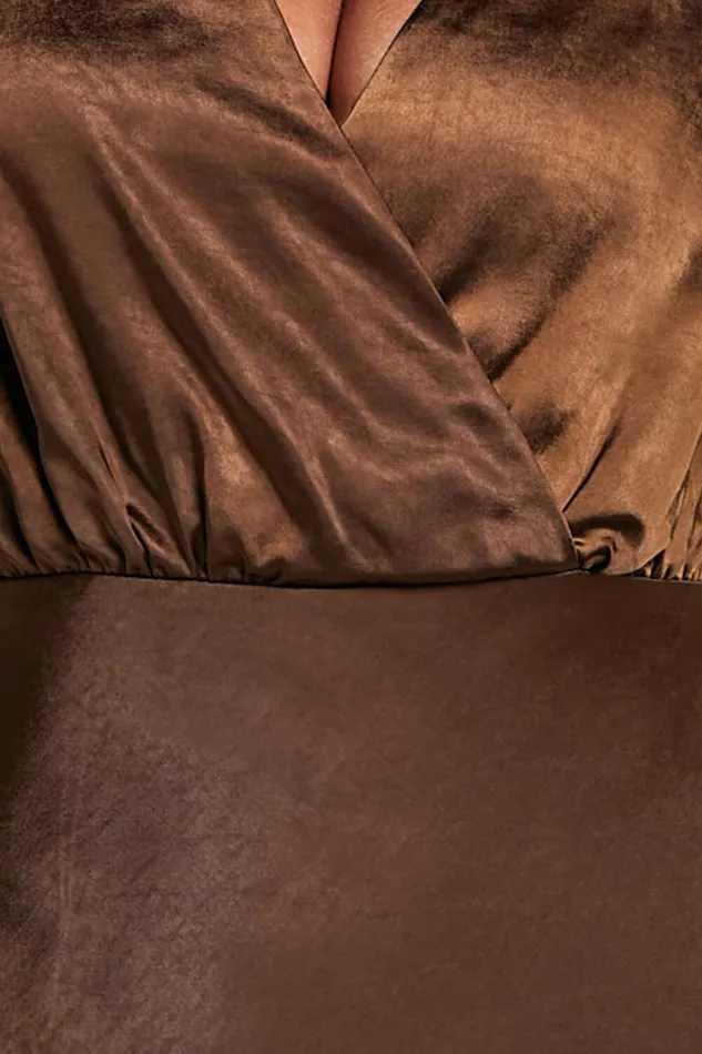 Melodie Midi Dress 8211 V Neck Satin Slip Dress In Chocolate Women Showpo Dresses