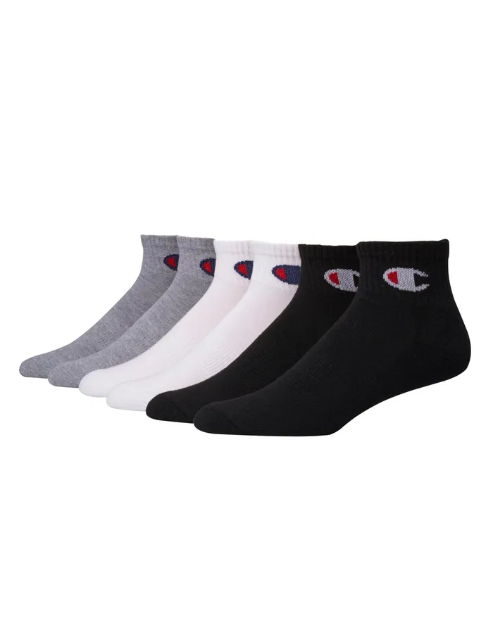 Men039S Ankle Socks 6Pairs Whitegrey Heatherblack Men Champion Socks