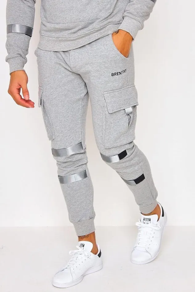 Men 2 Piece CoOrd Brentiny Tracksuit Set Quarter Zip Hoodie Jogger In Grey Grey Brentiny Paris Top Bottom Sets