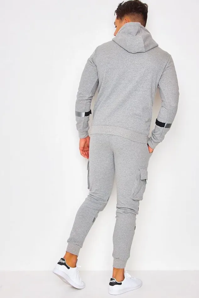 Men 2 Piece CoOrd Brentiny Tracksuit Set Quarter Zip Hoodie Jogger In Grey Grey Brentiny Paris Top Bottom Sets