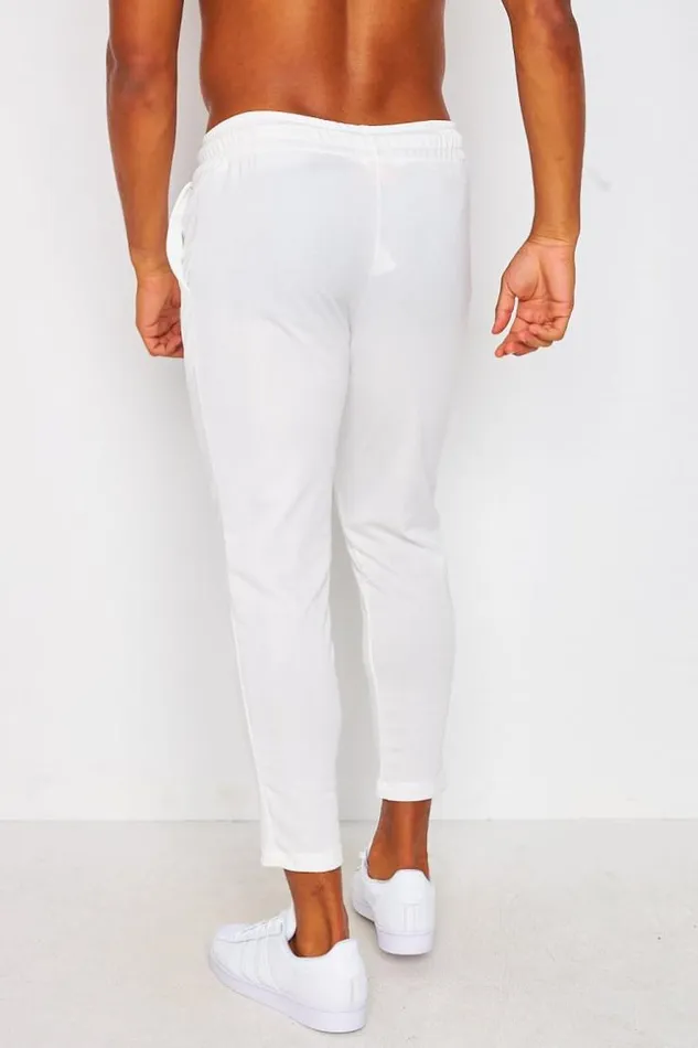 Men 2 Piece CoOrd Set TShirt Trousers With Seam Detail In White White Brentiny Paris Top Bottom Sets