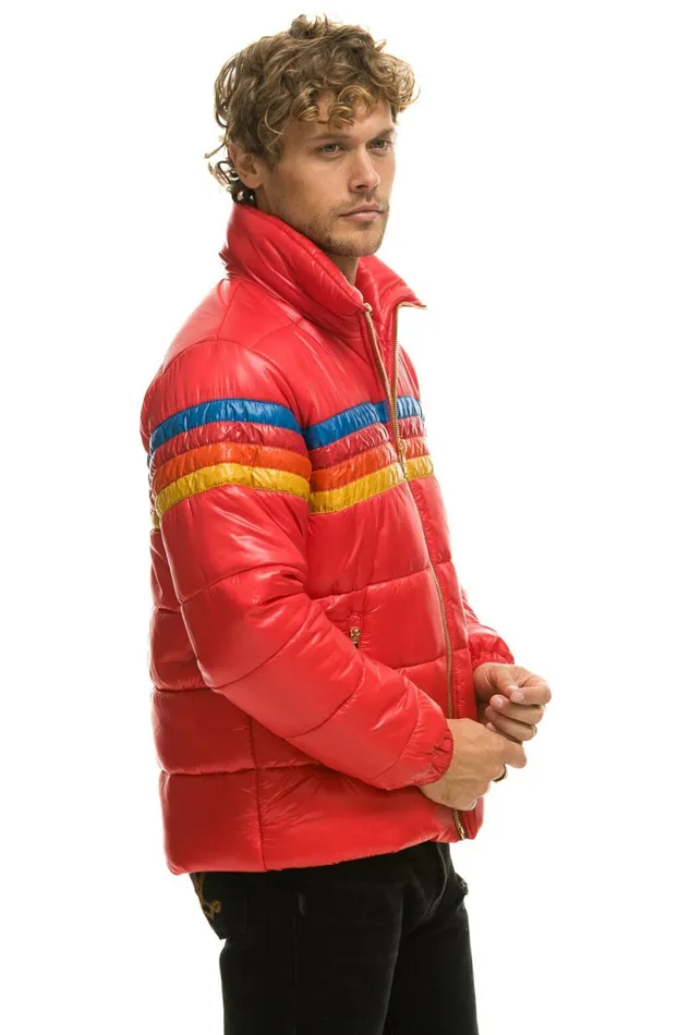Men 4 STRIPE LUXE TRAVELER JACKET 8211 GLOSSY CHERRY Aviator Nation Outerwear Men 4 STRIPE LUXE TRAVELER JACKET 8211 GLOSSY CHERRY Aviator Nation Outerwear