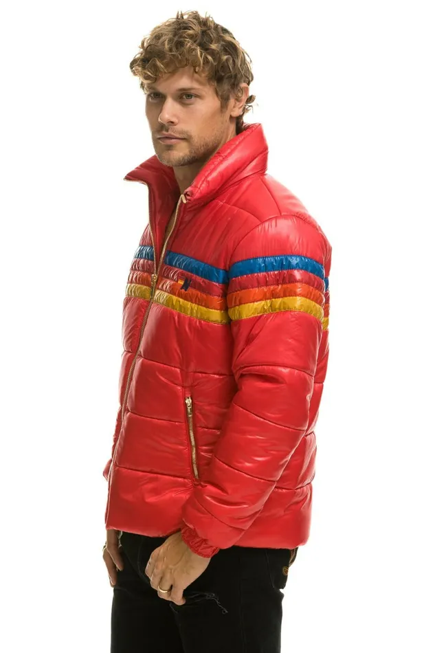 Men 4 STRIPE LUXE TRAVELER JACKET 8211 GLOSSY CHERRY Aviator Nation Outerwear Men 4 STRIPE LUXE TRAVELER JACKET 8211 GLOSSY CHERRY Aviator Nation Outerwear