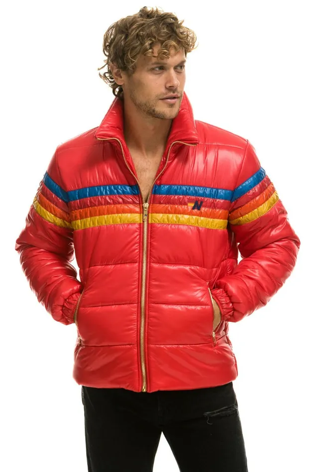 Men 4 STRIPE LUXE TRAVELER JACKET 8211 GLOSSY CHERRY Aviator Nation Outerwear Men 4 STRIPE LUXE TRAVELER JACKET 8211 GLOSSY CHERRY Aviator Nation Outerwear