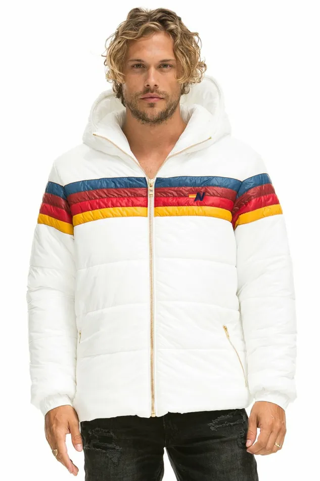Men 4 STRIPE LUXE TREKKER JACKET 8211 GLOSSY WHITE Aviator Nation Outerwear