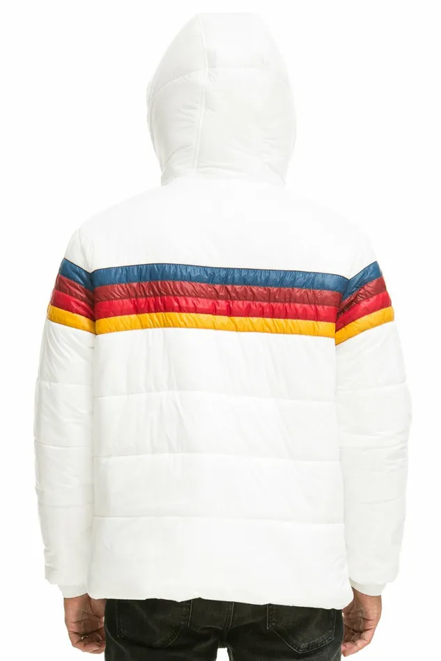 Men 4 STRIPE LUXE TREKKER JACKET 8211 GLOSSY WHITE Aviator Nation Outerwear Men 4 STRIPE LUXE TREKKER JACKET 8211 GLOSSY WHITE Aviator Nation Outerwear