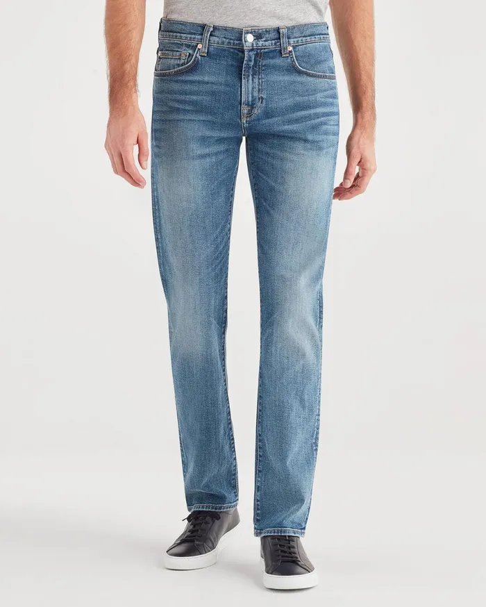 Men 7 For All Mankind Denim Cashmere Slimmy With Clean Pocket In Medium Indigo