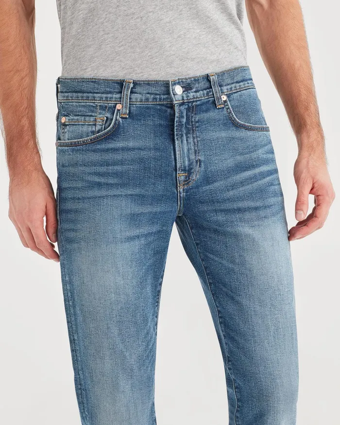 Men 7 For All Mankind Denim Cashmere Slimmy With Clean Pocket In Medium Indigo