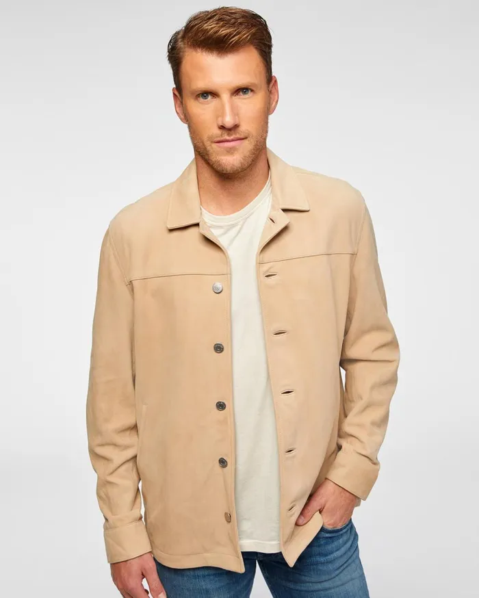 Men 7 For All Mankind Jackets 038 Coats Suede Shirt Jacket In Sand