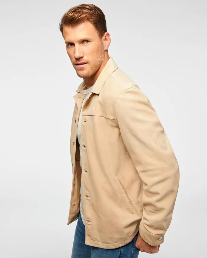 Men 7 For All Mankind Jackets 038 Coats Suede Shirt Jacket In Sand