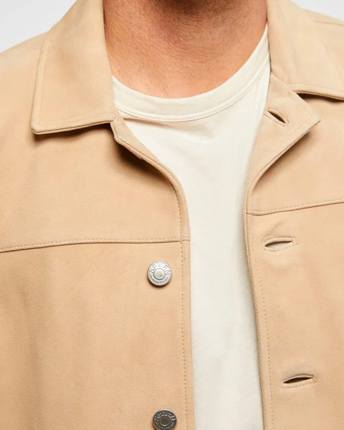 Men 7 For All Mankind Jackets 038 Coats Suede Shirt Jacket In Sand
