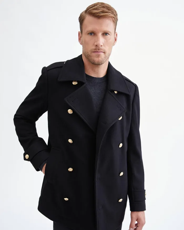 Men 7 For All Mankind Jackets 038 Coats Wool Pea Coat In Black