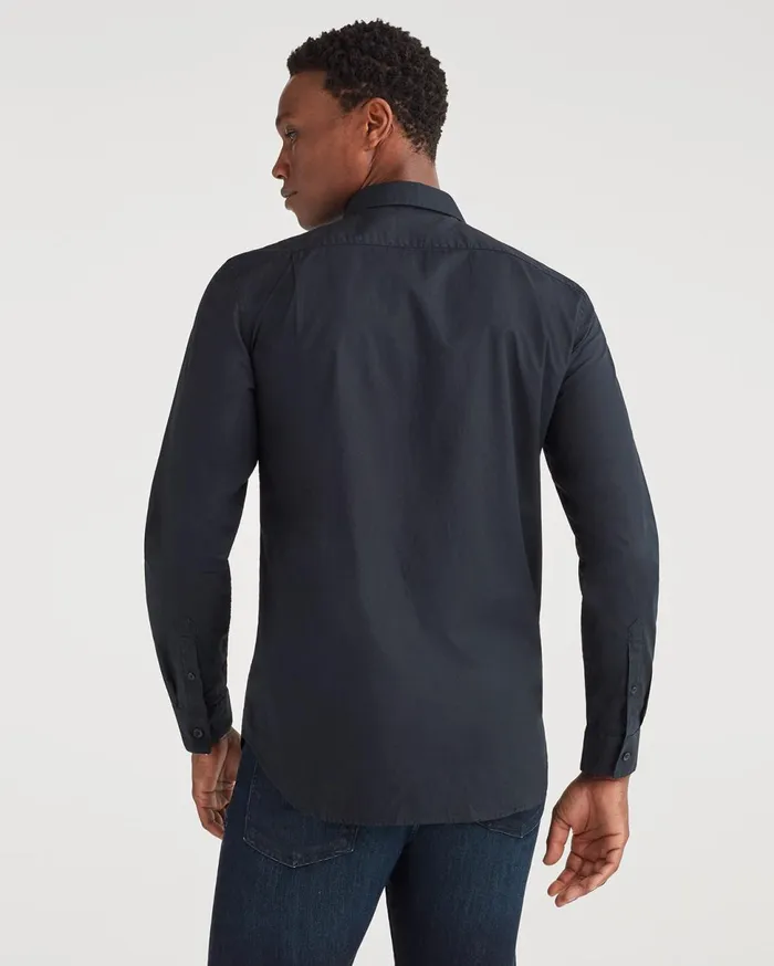 Men 7 For All Mankind Shirts Poplin Roadster Long Sleeve Shirt In Black