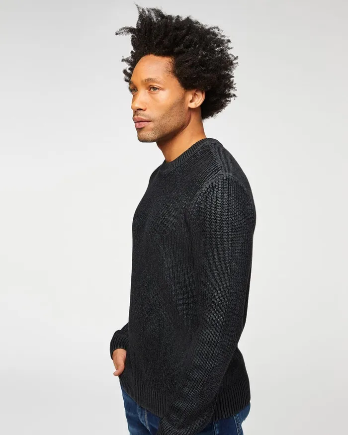 Men 7 For All Mankind Sweaters Cashmere Sweater In Coated Black