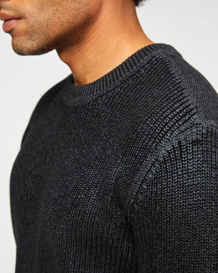 Men 7 For All Mankind Sweaters Cashmere Sweater In Coated Black
