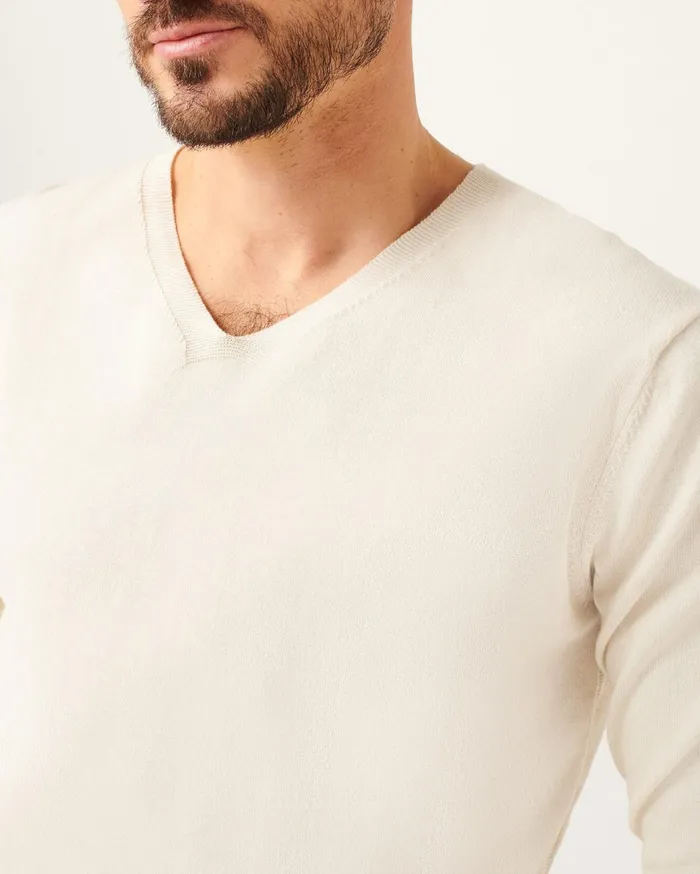 Men 7 For All Mankind Sweaters Easy VNeck Sweater In Off White