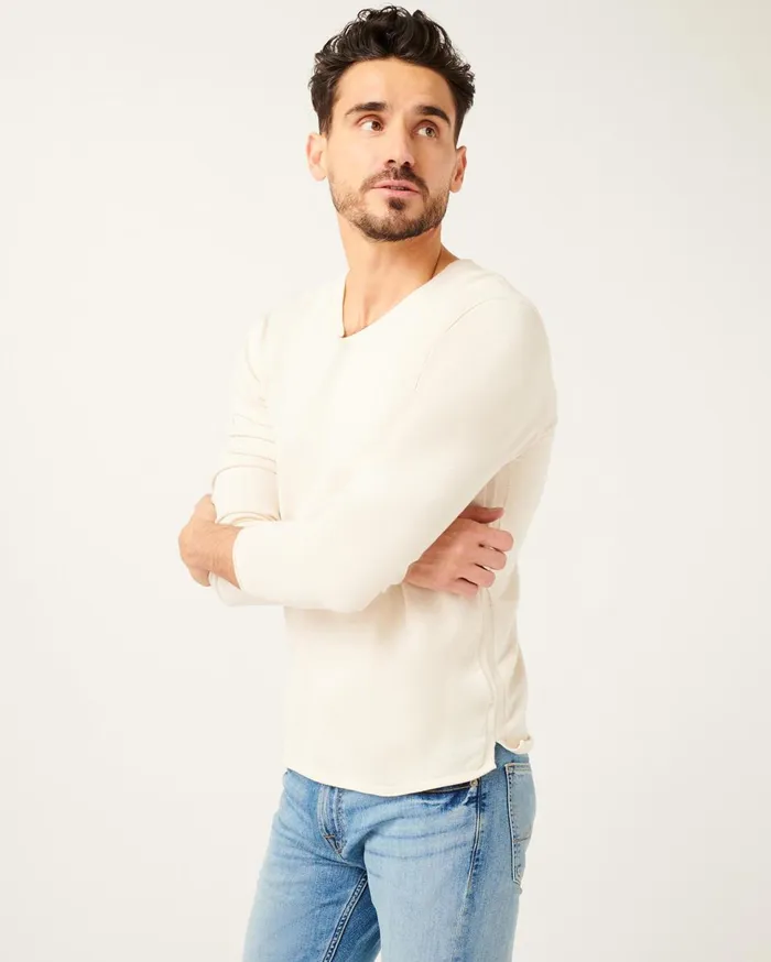 Men 7 For All Mankind Sweaters Easy VNeck Sweater In Off White