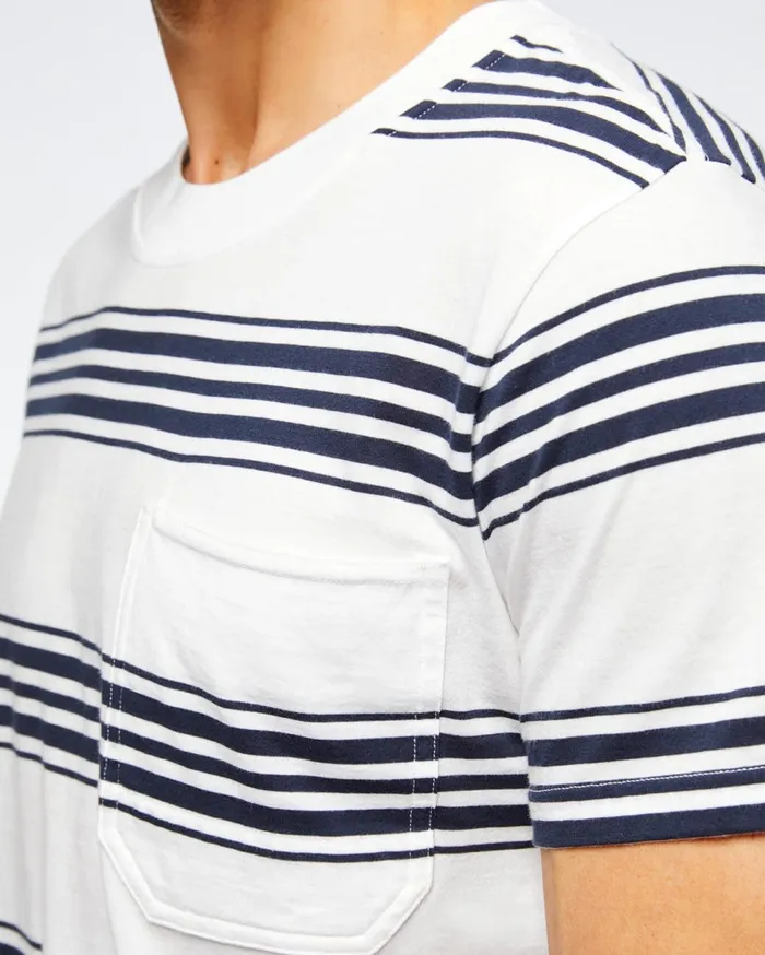 Men 7 For All Mankind Tees Short Sleeve Striped Modern Tee In Navy 038 White