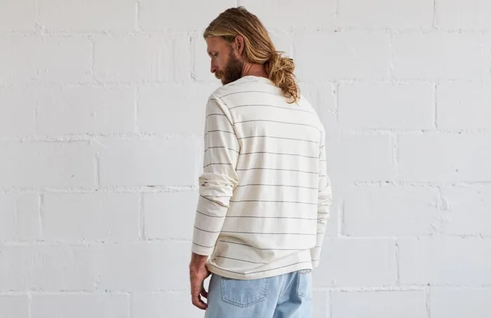 Men Akutan 8211 Stripes Ecru TWOTHIRDS TShirts