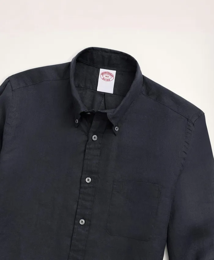 Men Big and Tall Sport Shirt Irish Linen Black Brooks Brothers Sport Shirts