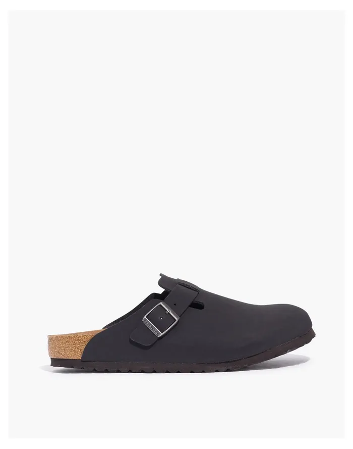 Men Birkenstock Vegan Leather Birkibuc Boston Clogs Black Madewell Sandals