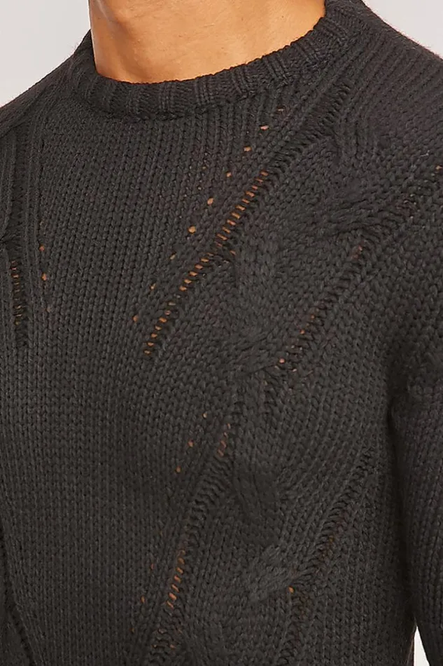 Men Black Chunky Knit Sweater Brentiny Paris Sweatshirts and Pullovers