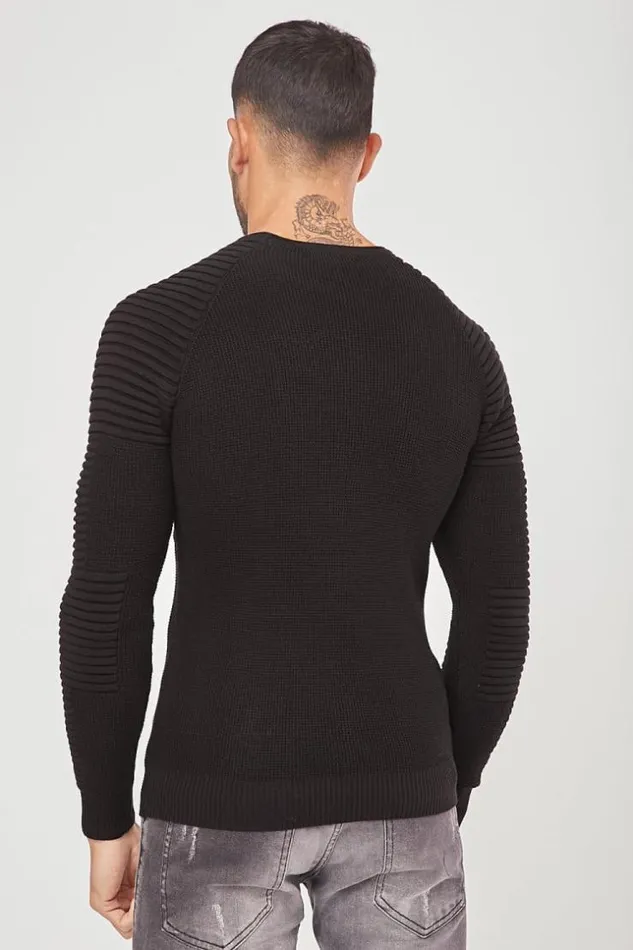 Men Black Fine Knit Sweater Black Brentiny Paris Sweatshirts and Pullovers Men Black Fine Knit Sweater Black Brentiny Paris Sweatshirts and Pullovers