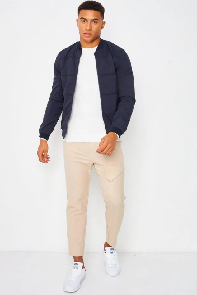 Men Bomber Bleu Marine Uni Blue Brentiny Paris Jackets