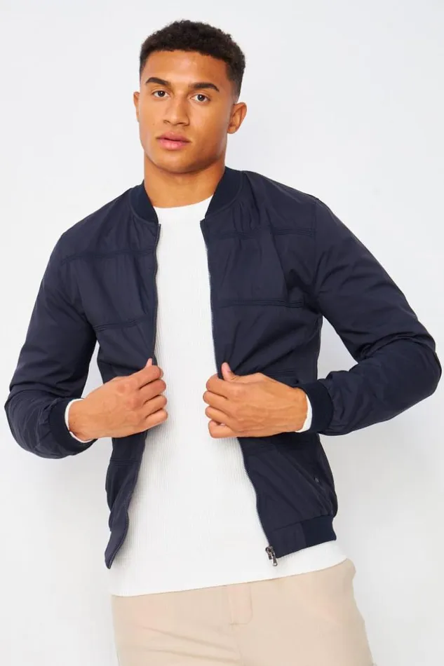 Men Bomber Bleu Marine Uni Blue Brentiny Paris Jackets