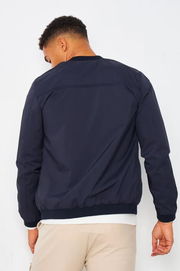 Men Bomber Bleu Marine Uni Blue Brentiny Paris Jackets