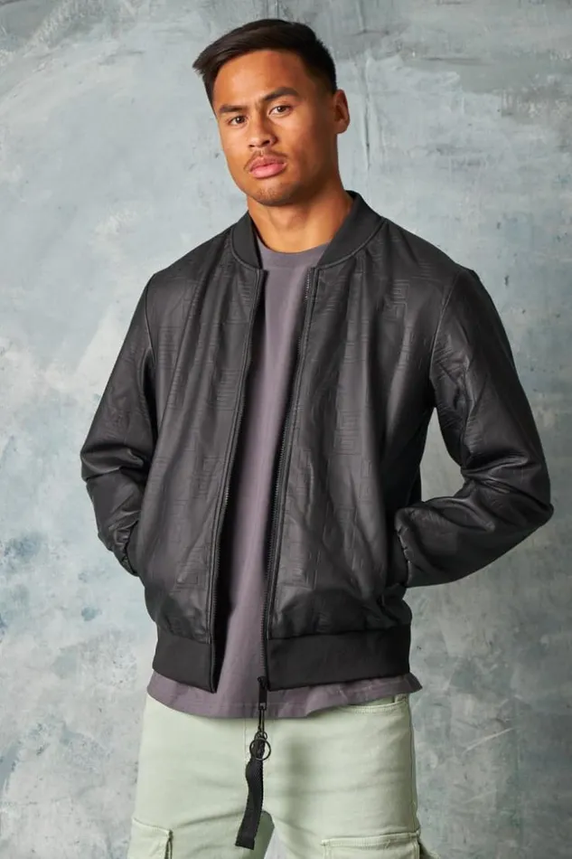 Men Bomber En Simili Cuir Noir Black Brentiny Paris Jackets