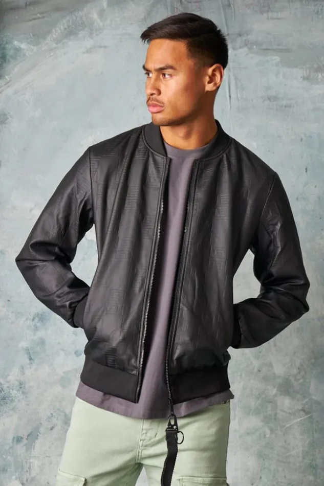 Men Bomber En Simili Cuir Noir Black Brentiny Paris Jackets