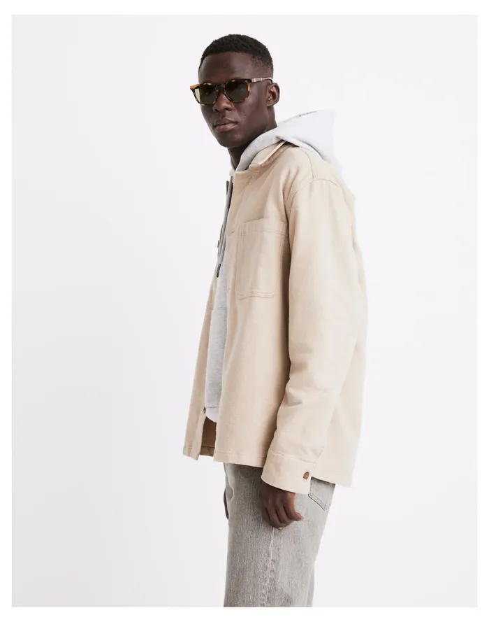 Men Boxy Shirt Jacket In Plaid Drill Khaki Madewell Jackets Men Boxy Shirt Jacket In Plaid Drill Khaki Madewell Jackets