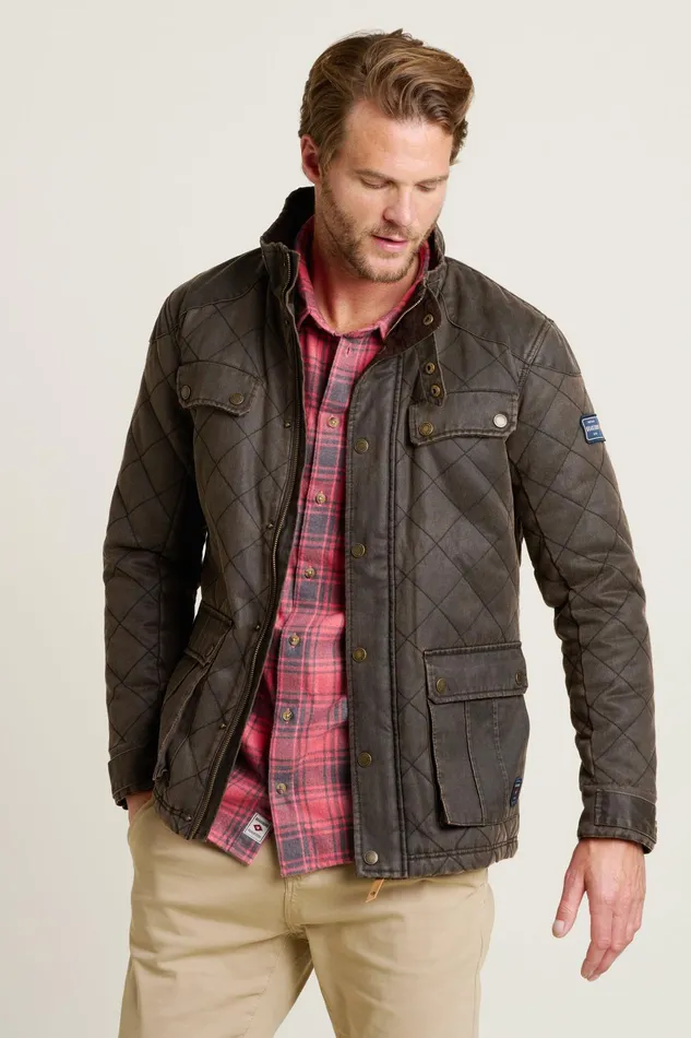 Men Brakeburn Coats And Jackets Brown Dry Wax Quilted Jacket