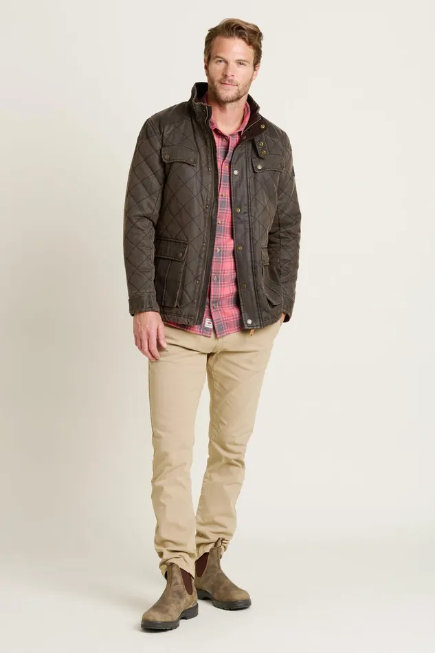 Men Brakeburn Coats And Jackets Brown Dry Wax Quilted Jacket