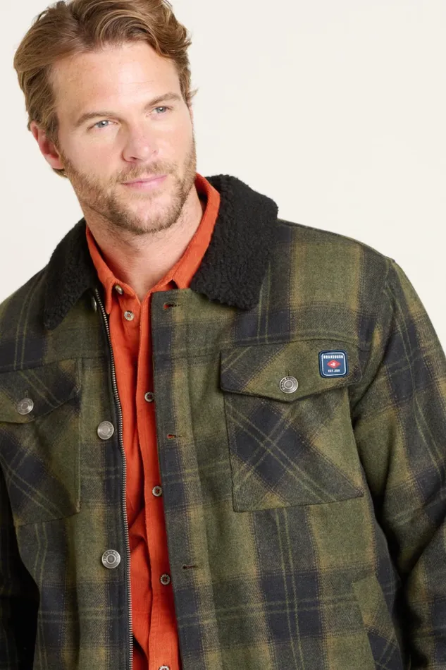 Men Brakeburn Coats And Jackets Green Borg Lined Trucker
