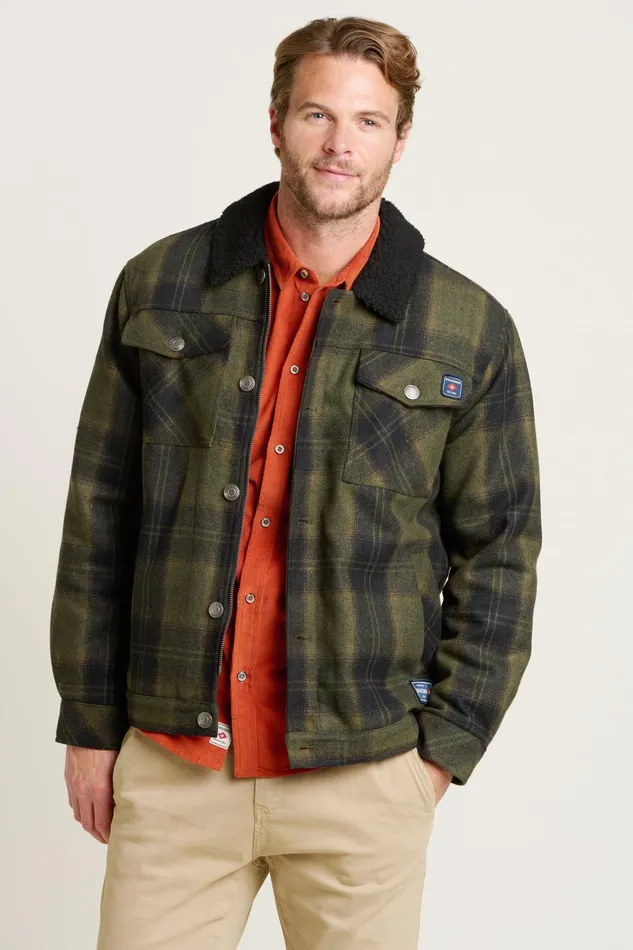 Men Brakeburn Coats And Jackets Green Borg Lined Trucker