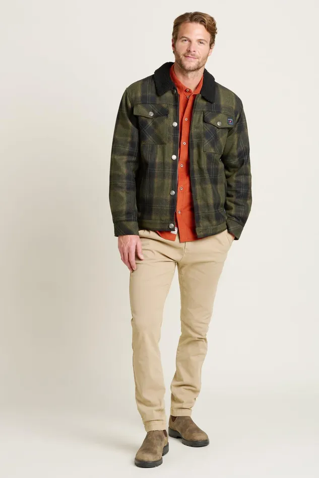 Men Brakeburn Coats And Jackets Green Borg Lined Trucker